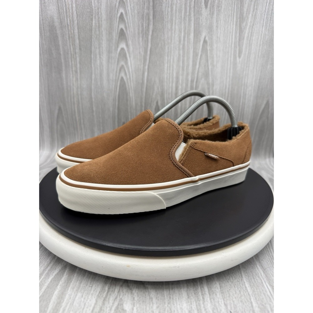 Vans Slip On Suede Sherpa Asher Womens Size 9 Chipmunk Brown Shoes Sneakers